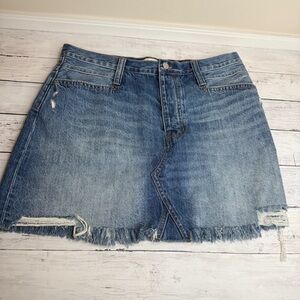 Madewell Distressed Blue Denim Mini Skirt